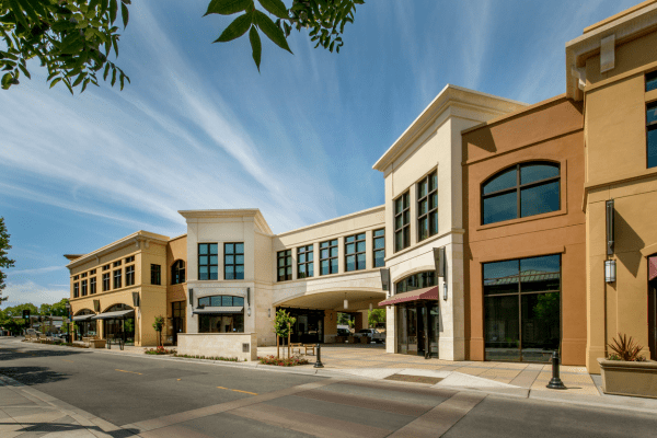row of commercial buildings