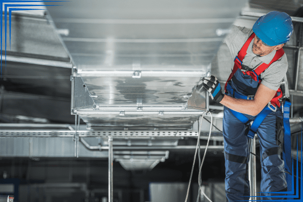 Man inspecting commercial hvac system