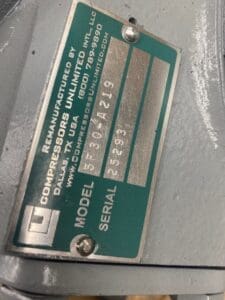 Carrier 5F Compressor Tag